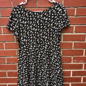 Vintage Black and Floral Mini Dress size M